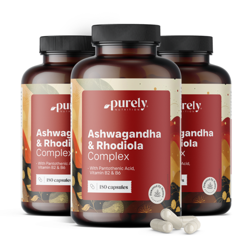 3x Ashwagandha și Rhodiola - complex pentru performanță fizică și mentală, total 540 de capsule