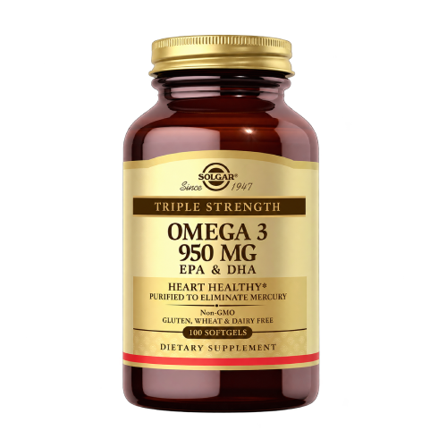 Omega-3 950 mg – ulei de pește cu concentrație ridicată, 100 de capsule moi