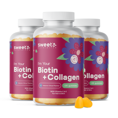 3x Biotină + colagen, total 405 bomboane gumate