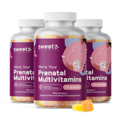3x Vitamine prenatale + omega 3, total 270 de bomboane gumate