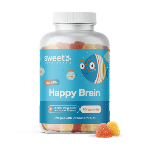 Happy Brain – bomboane gumate pentru copii cu acizi grași omega-3, 90 de bomboane gumate