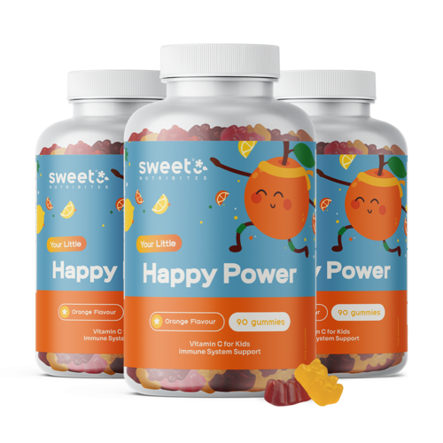 3x Happy Power – bomboane gumate pentru copii cu vitamina C, total 270 de bomboane gumate