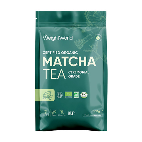 Pudră de matcha pentru băutură.